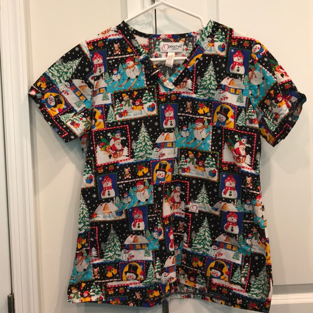 Holiday scrub top